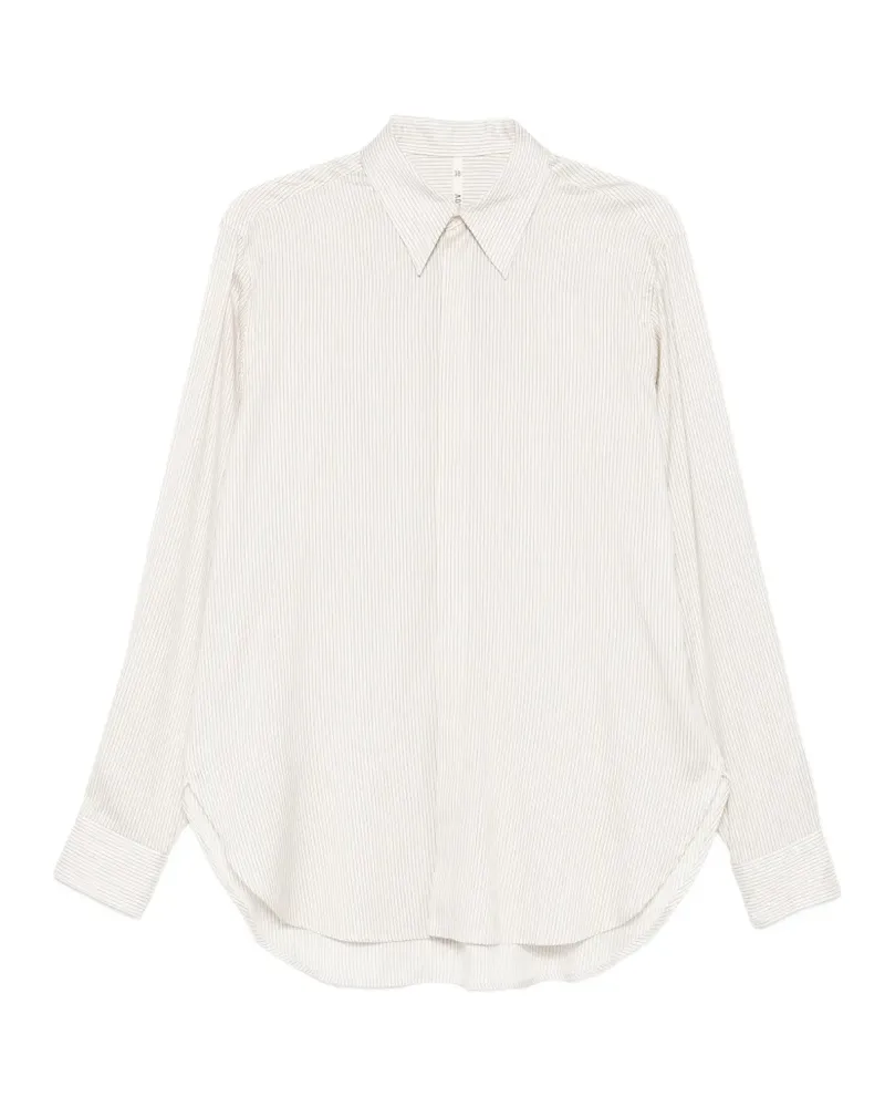 Petar Petrov striped curved-hem shirt - Weiß Weiß