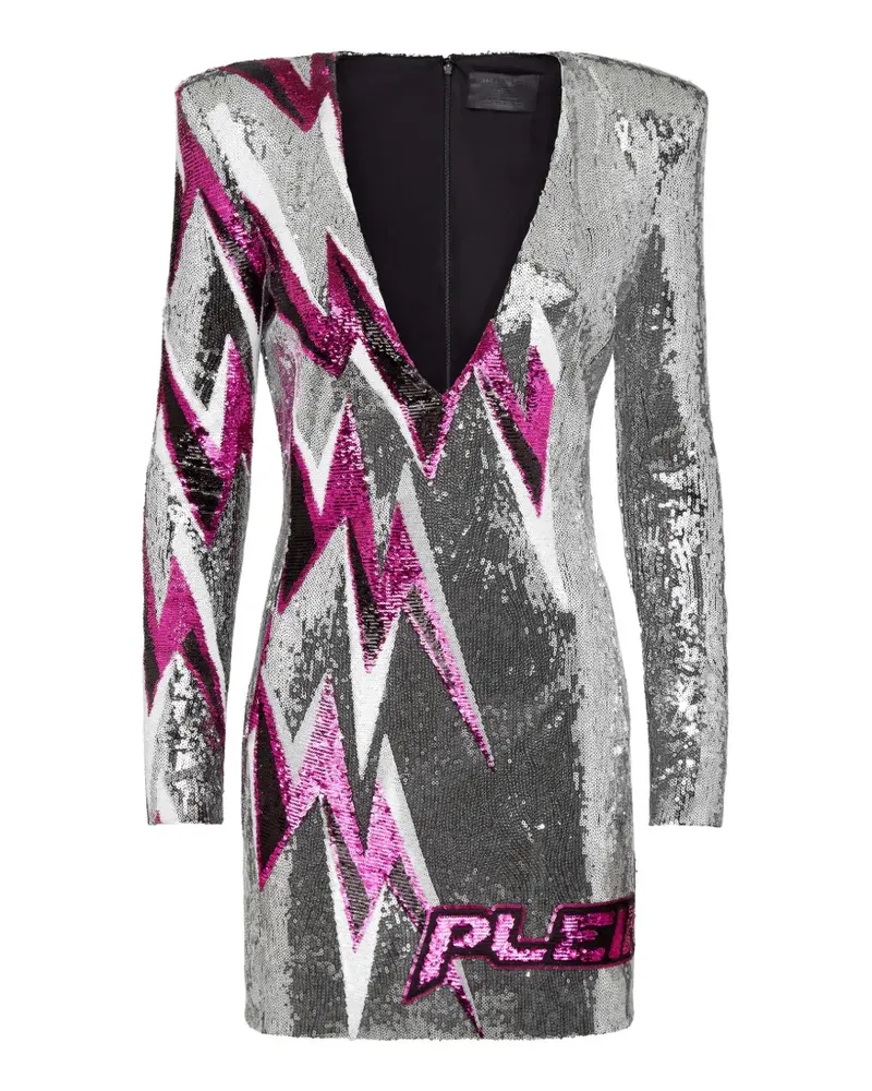 Philipp Plein sequin V-neck mini dress - Silber Silber