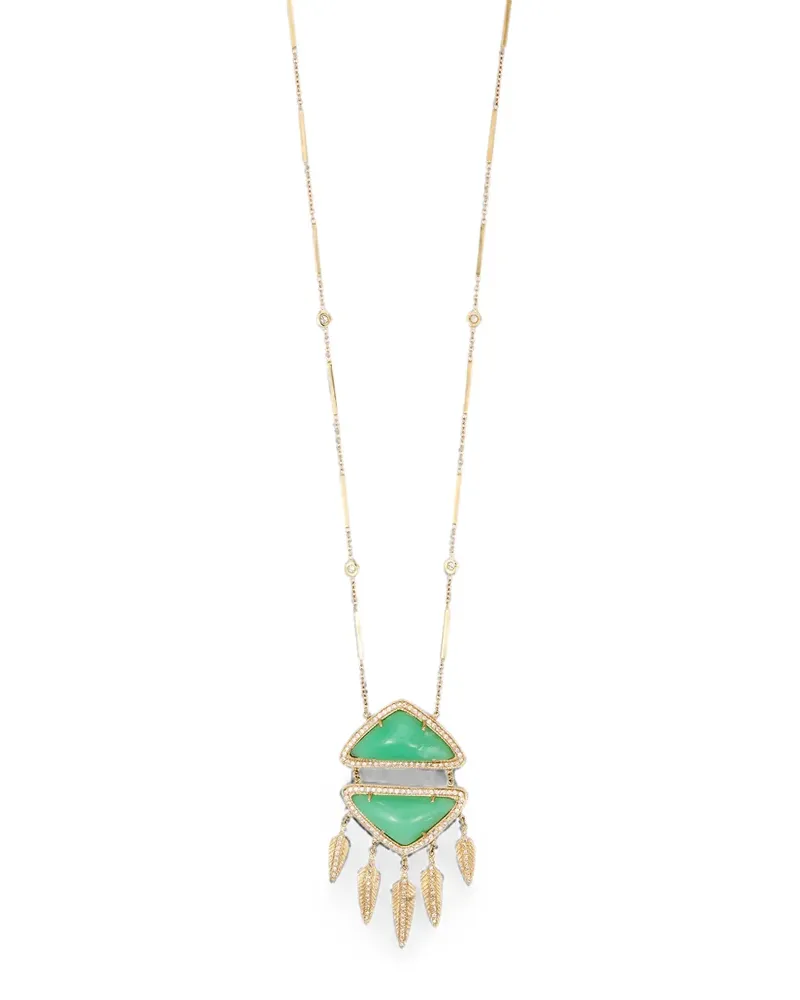 Jacquie Aiche chrysoprase and diamond necklace - Gold Gold