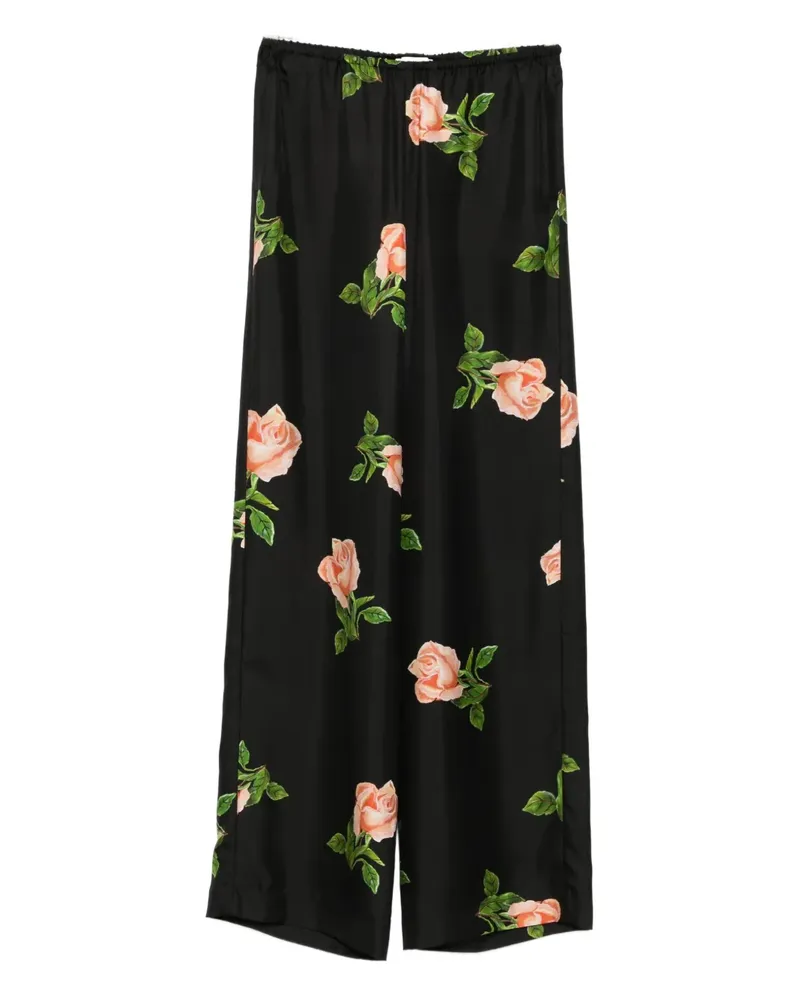 Nanushka Arven Hose mit Rosen-Print - Schwarz Schwarz