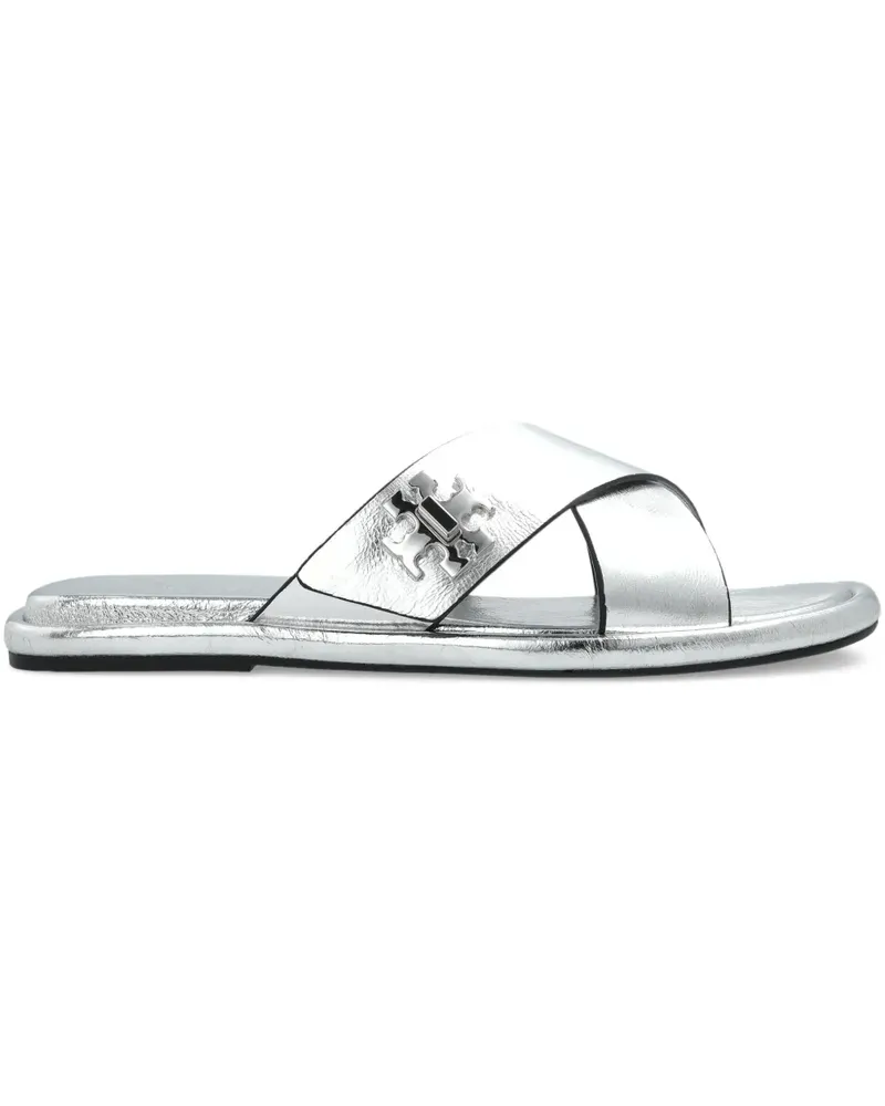 Tory Burch Sandalen mit Logo-Schild - Silber Silber