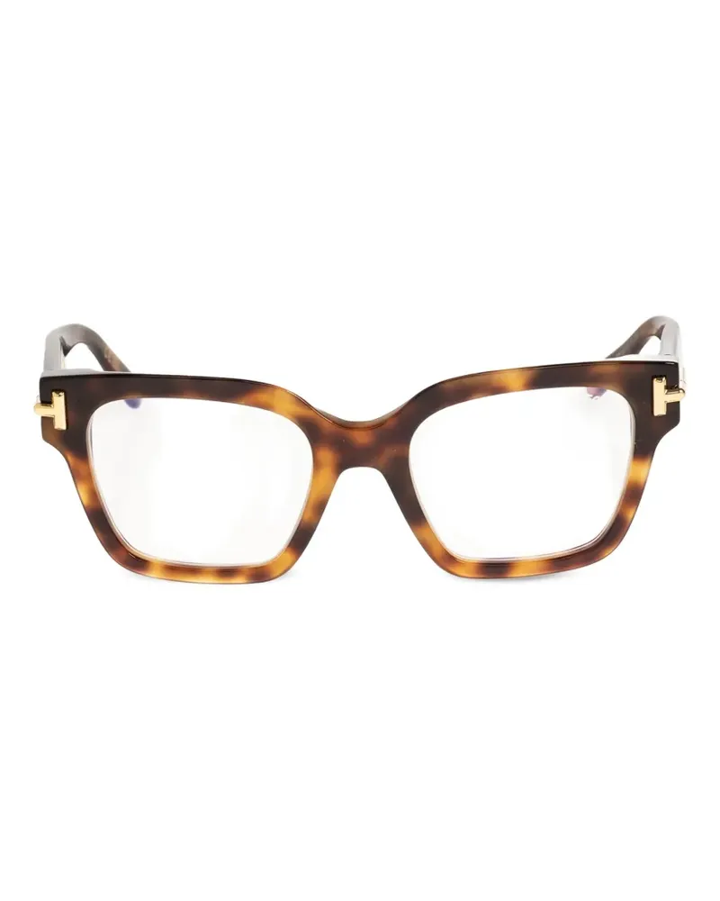 Tom Ford tortoiseshell-effect T-motif glasses - Braun Braun