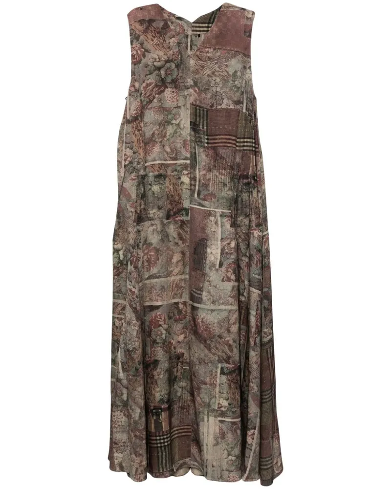Ziggy Chen Midikleid mit abstraktem Print - Braun Braun