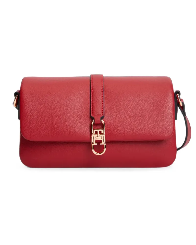 Tommy Hilfiger Gekörnte Libre Schultertasche mit Logo-Schild - Rot Rot