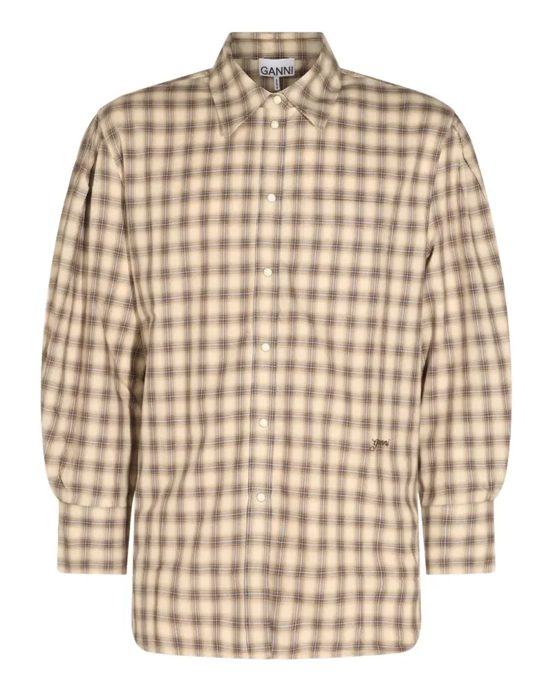 Ganni Hemd mit kariertem Print - Nude Nude