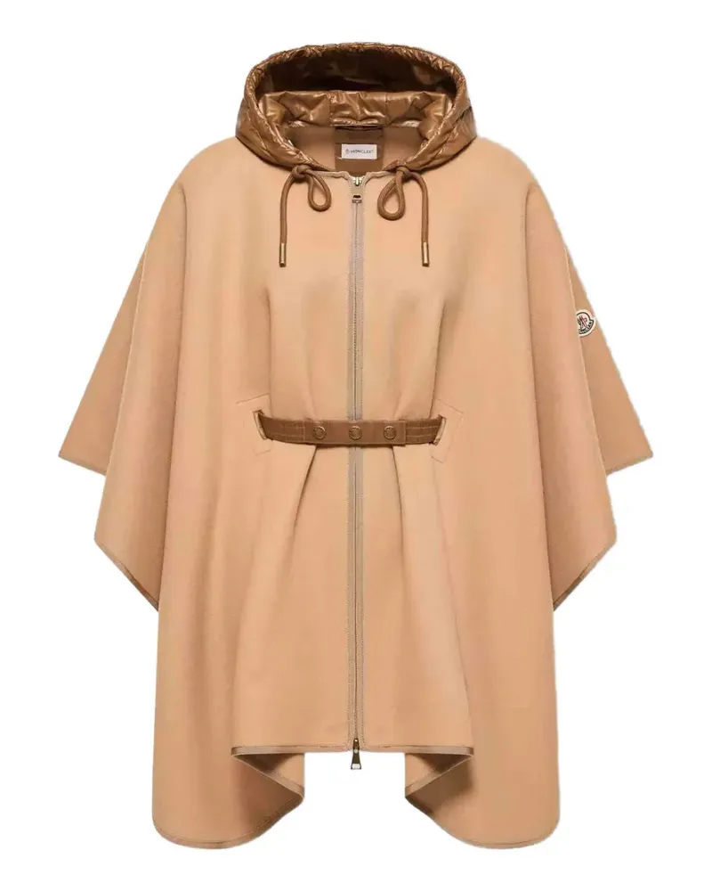 Moncler hooded belted cape - Nude Nude