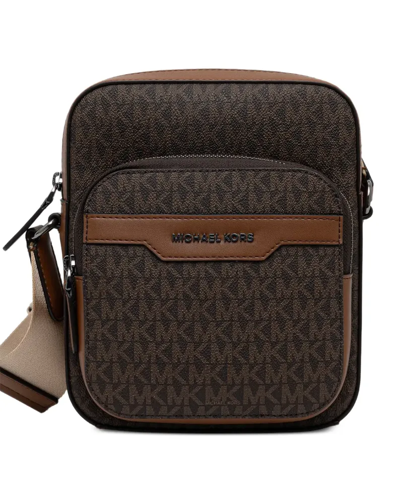 Michael Kors Mini Hudson Schultertasche mit Logo-Monogramm - Braun Braun