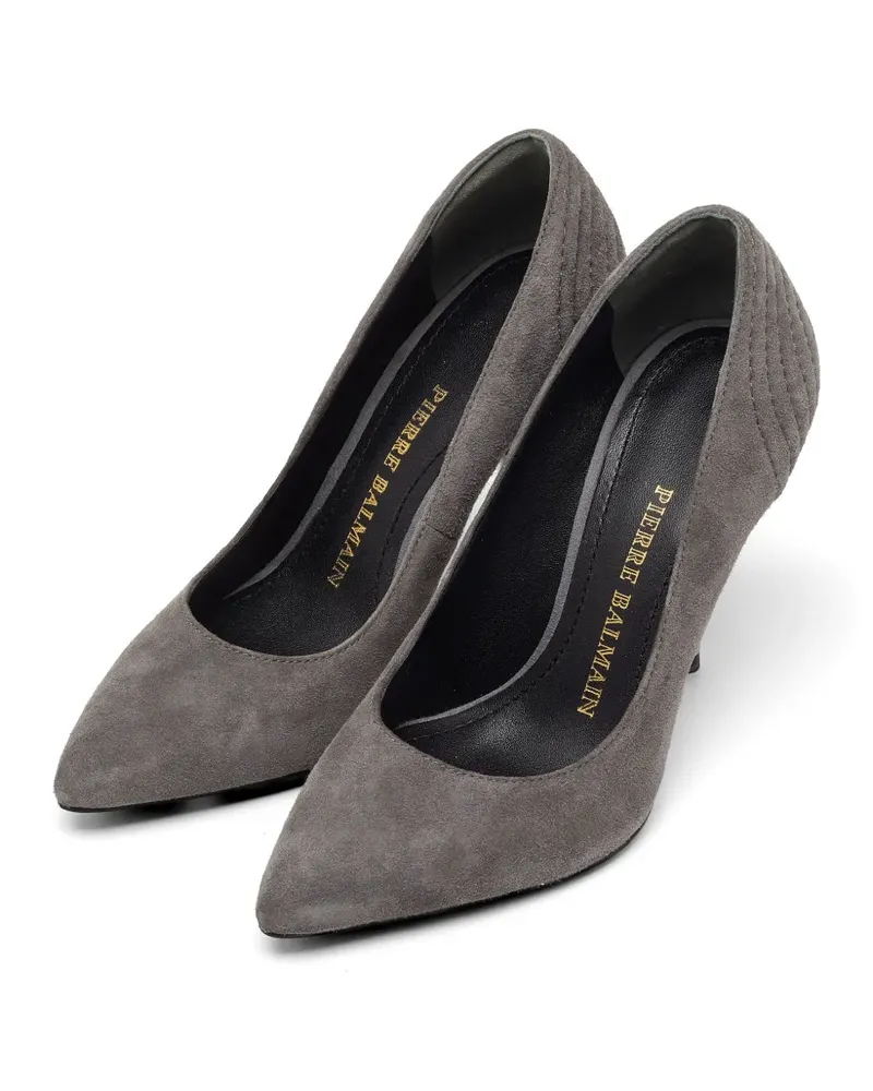 Balmain quilted pointed-toe pumps - Grau Grau