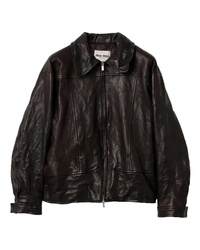 Miu Miu Jacke aus Leder - Braun Braun