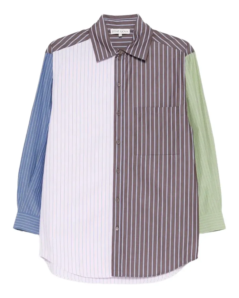 Stine Goya Gestreiftes Hemd mit aufgesetzter Tasche - Braun Braun