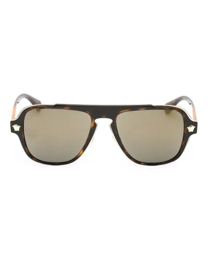 Versace Medusa plaque rectangle-frame sunglasses - Braun Braun