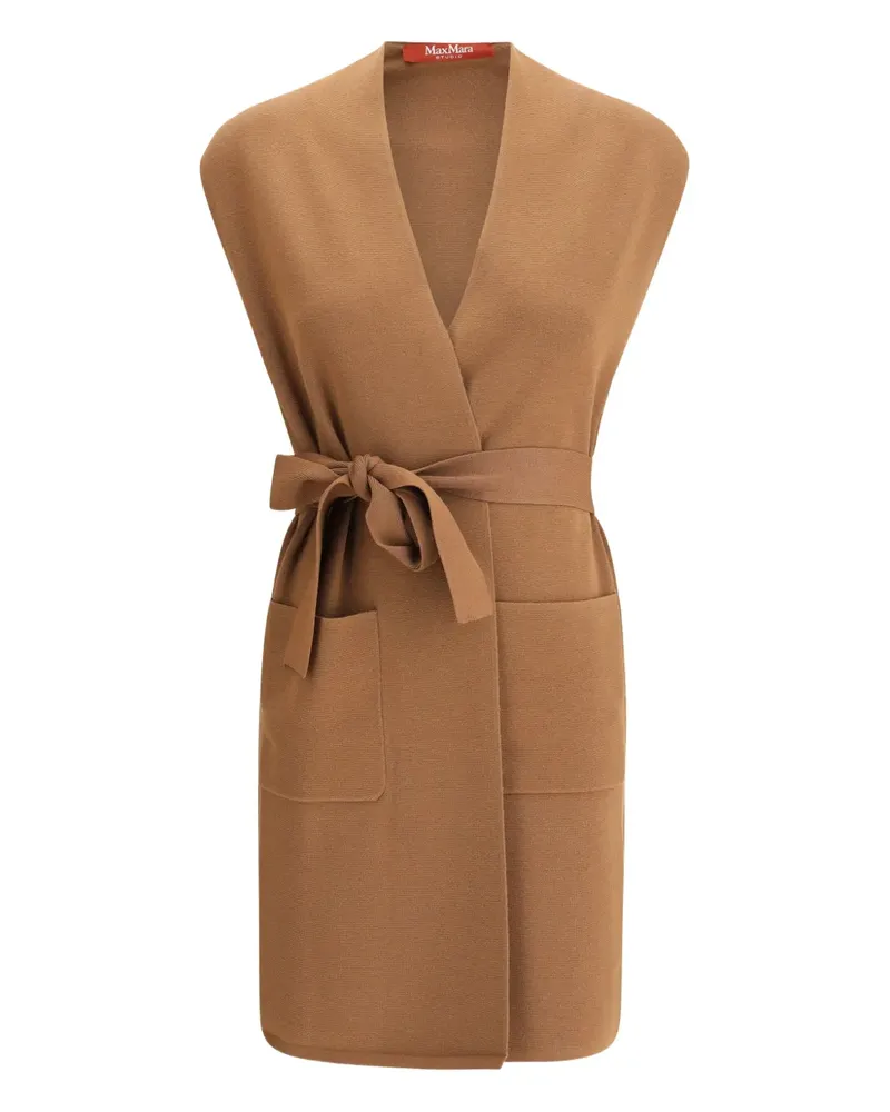 Max Mara Abete knotted patch-pocket vest - Braun Braun