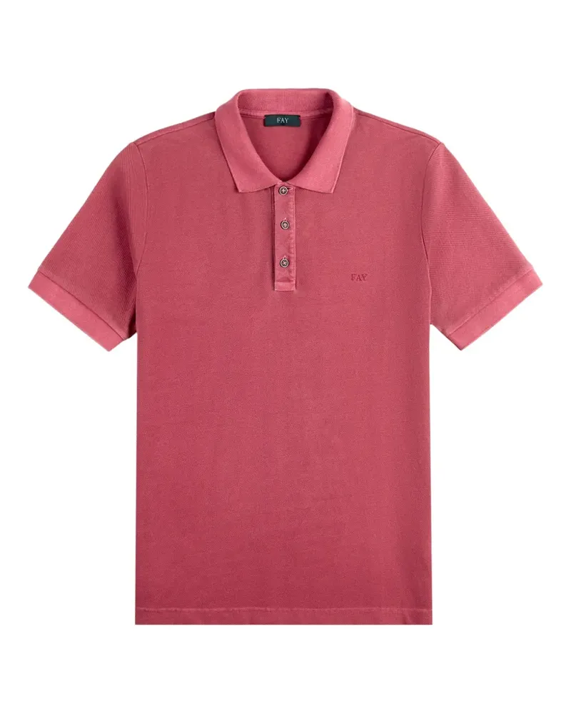 Fay Piqué-Poloshirt mit Logo-Stickerei - Rot Rot