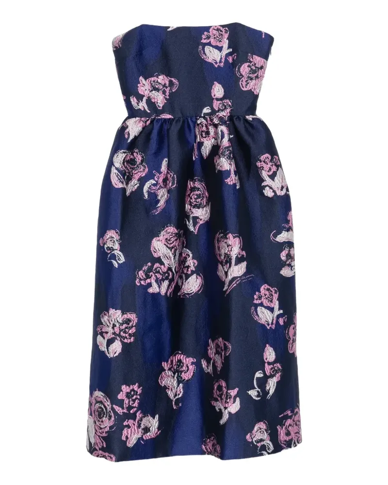 Stine Goya Ausgestelltes Midikleid aus Blumenjacquard - Blau Blau