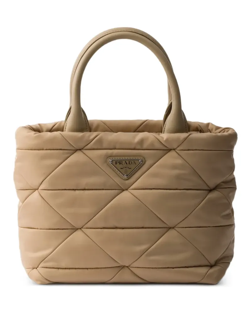 Prada small padded Re-Nylon tote - Nude Nude