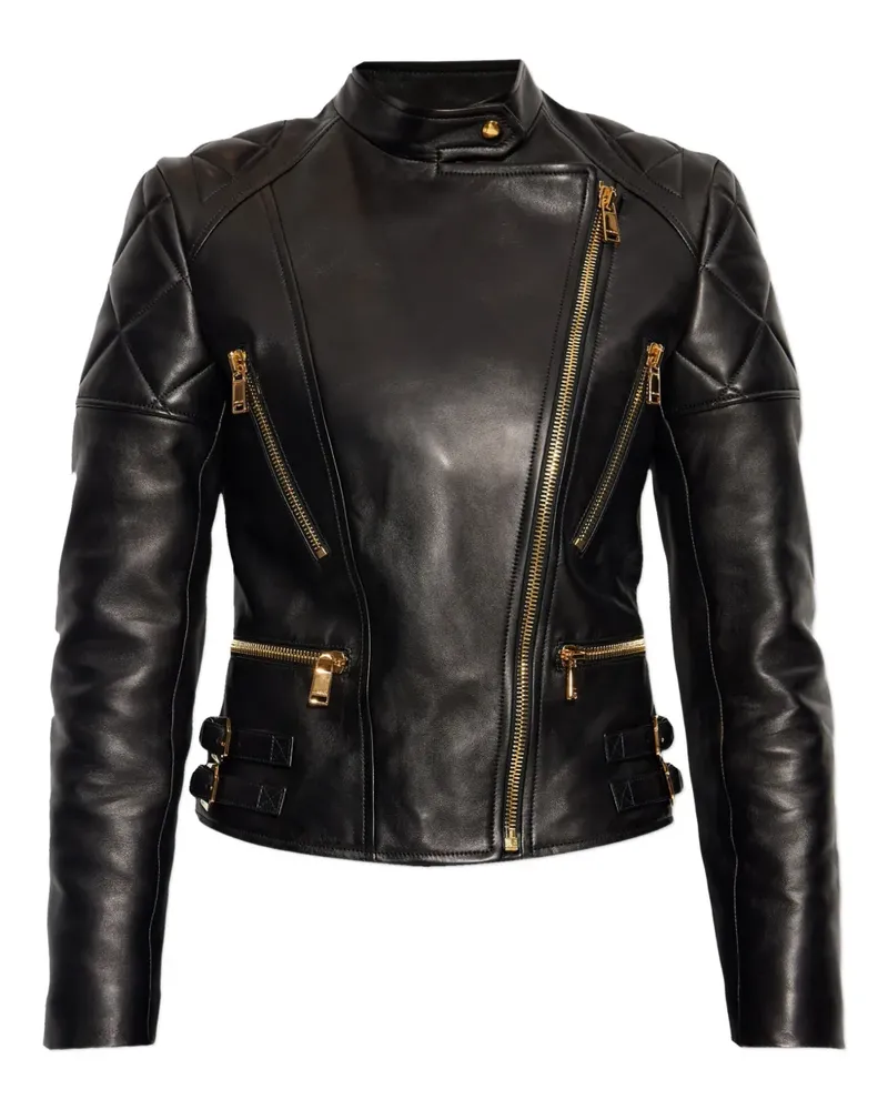 Versace Gesteppte Lederjacke - Schwarz Schwarz