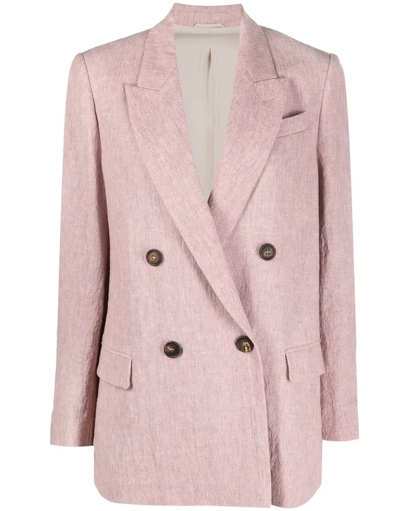 Brunello Cucinelli Doppelreihiger Leinenblazer - Rosa Rosa