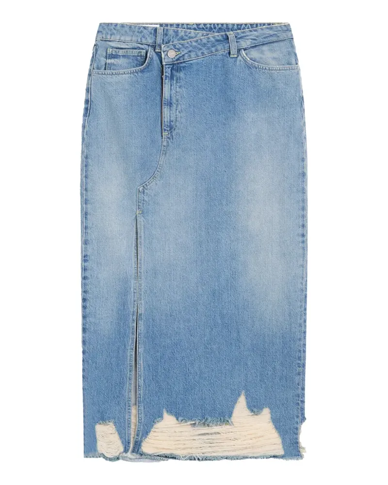 Dondup Midirock im Distressed-Look - Blau Blau
