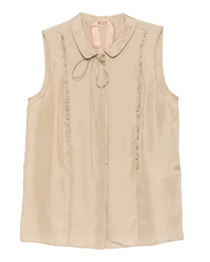 N° 21 ruffled bow-fastening top - Nude Nude
