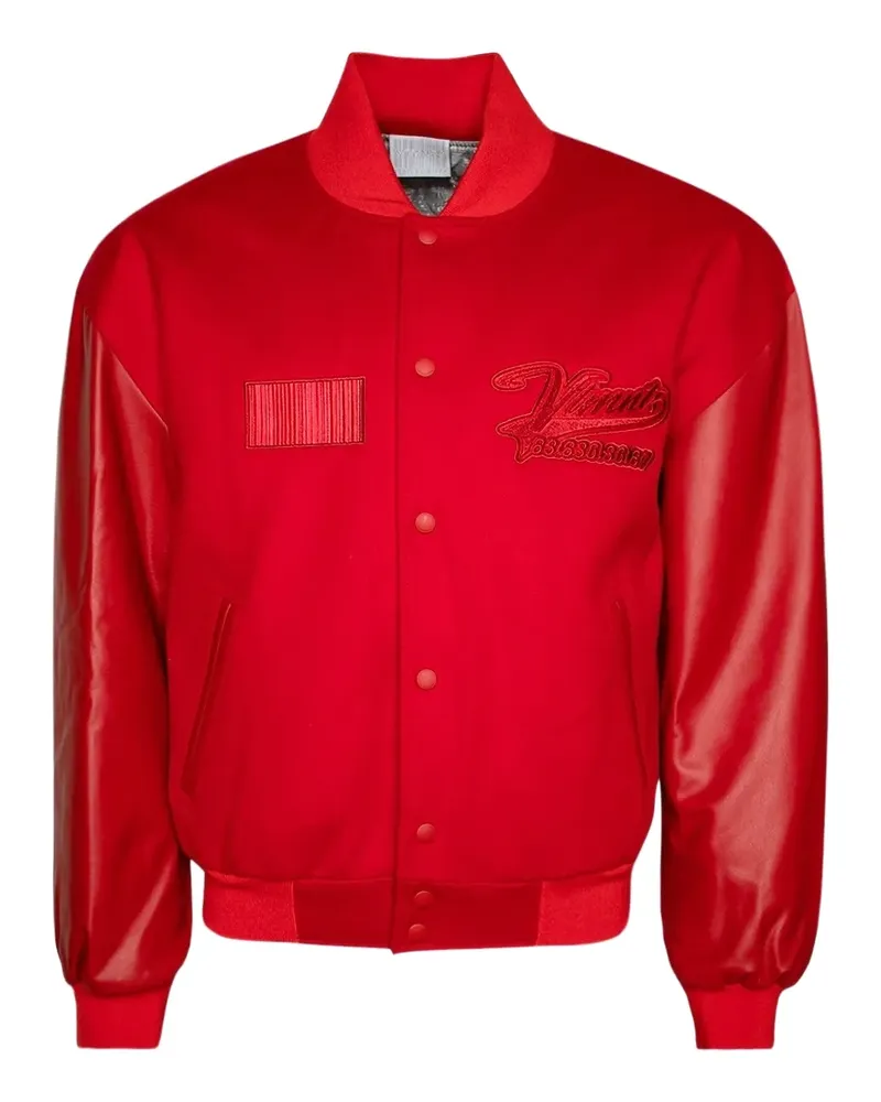 VTMNTS leather-sleeved embroidered jacket - Rot Rot
