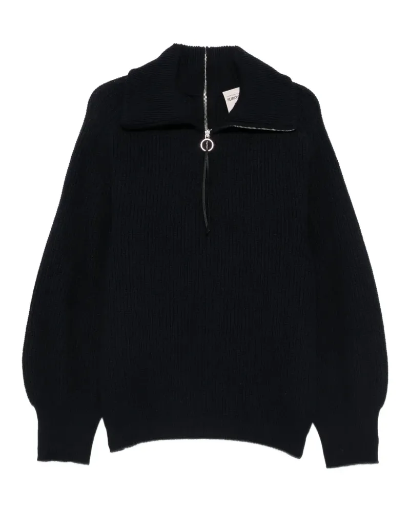 Semicouture Gerippter Pullover mit Reißverschluss - Blau Blau