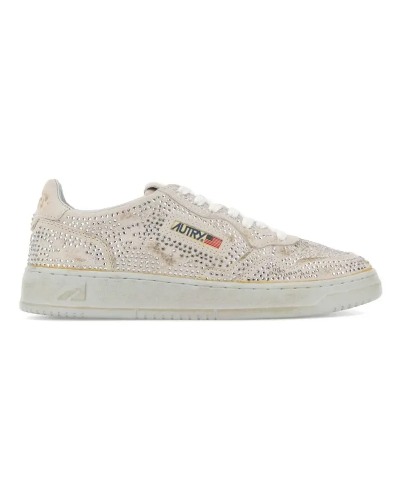 AUTRY Medalist crystal-embellished suede sneakers - Weiß Weiß