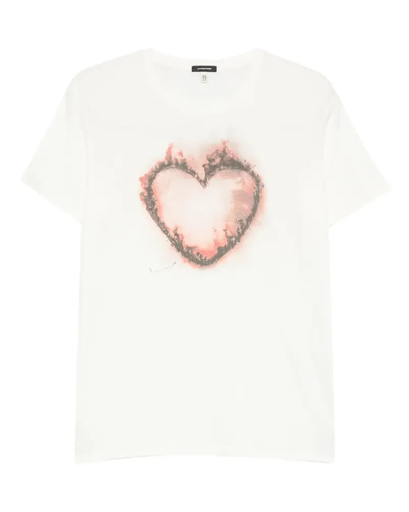 R13 T-Shirt mit Herz-Print - Weiß Weiß
