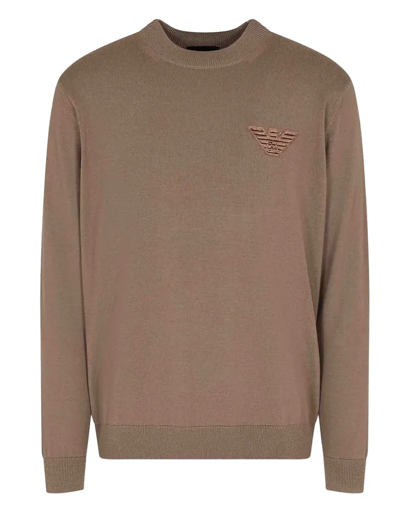 Emporio Armani embroidered crew-neck sweater - Braun Braun