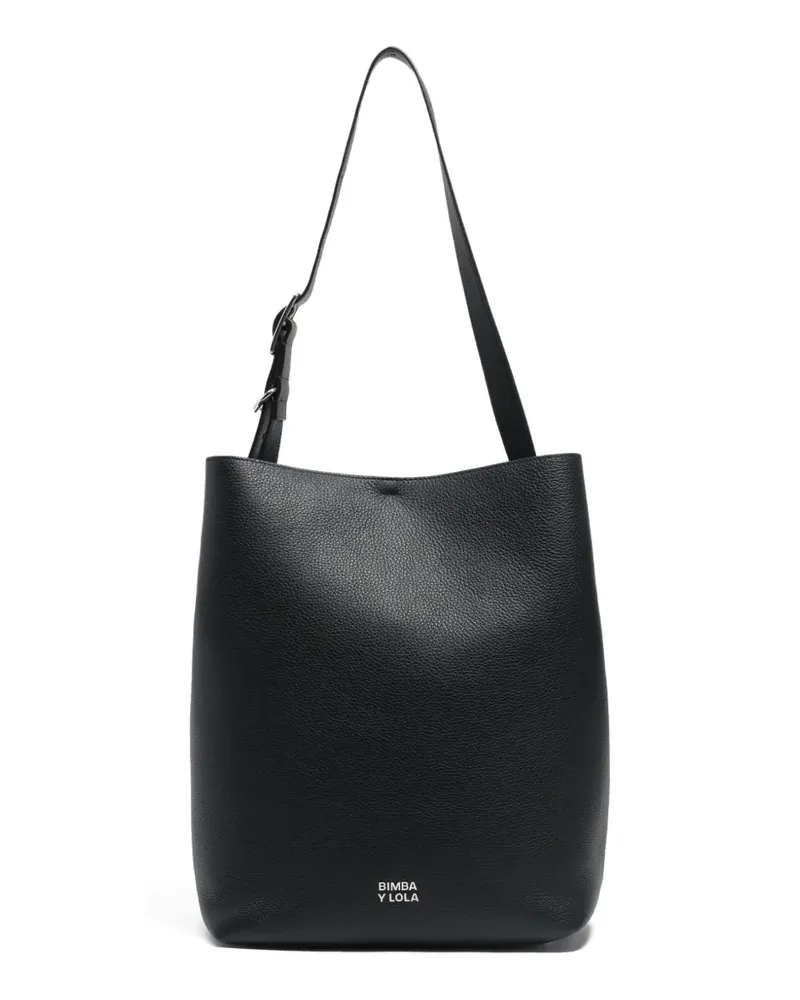 BIMBA Y LOLA Große Carlino Schultertasche mit Schnallendetail - Schwarz Schwarz