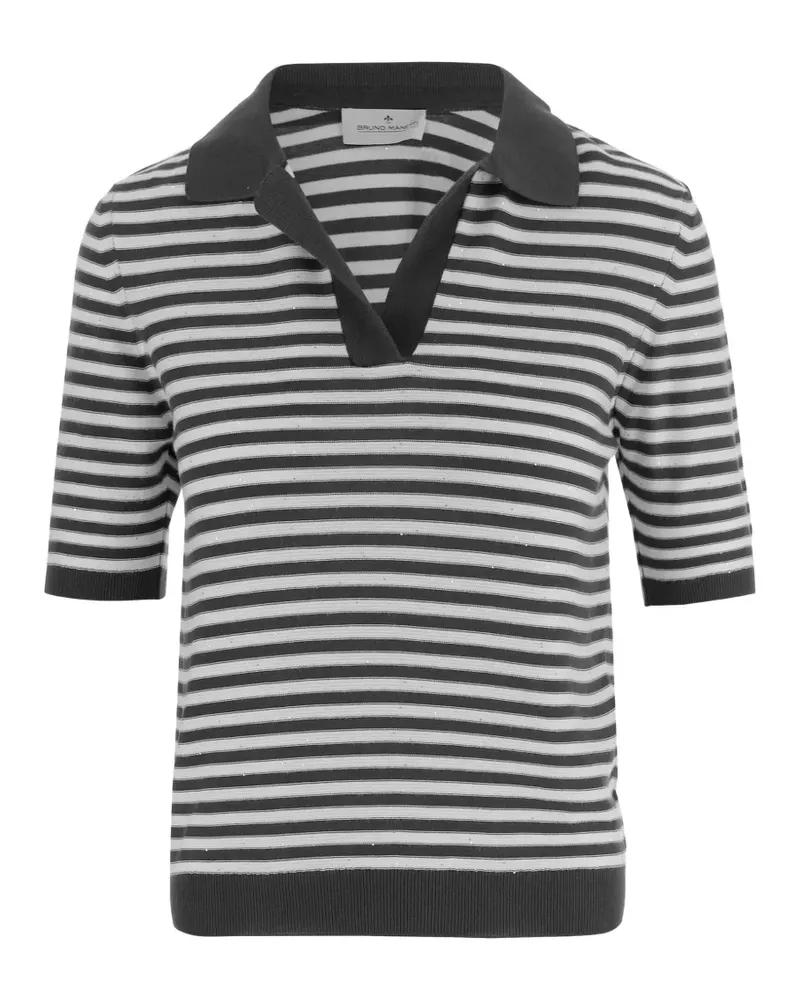 Bruno Manetti Gestreiftes T-Shirt - Grau Grau