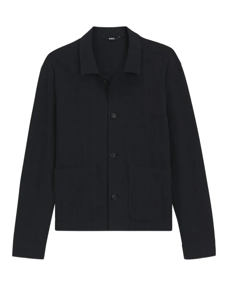 HUGO BOSS Texrturierte Jacke mit Knopfleiste - Schwarz Schwarz