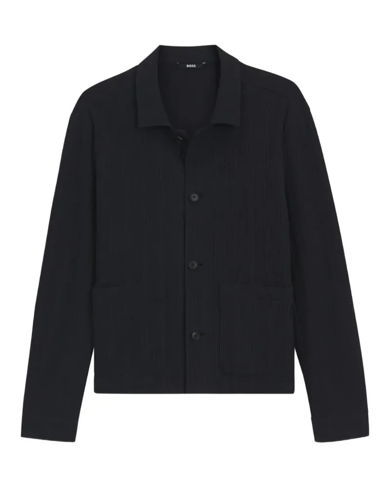 HUGO BOSS Texrturierte Jacke mit Knopfleiste - Schwarz Schwarz