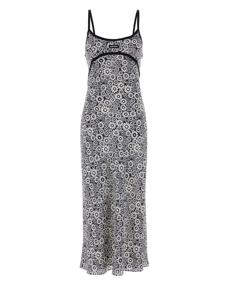 Miu Miu floral-print silk dre - Blau Blau