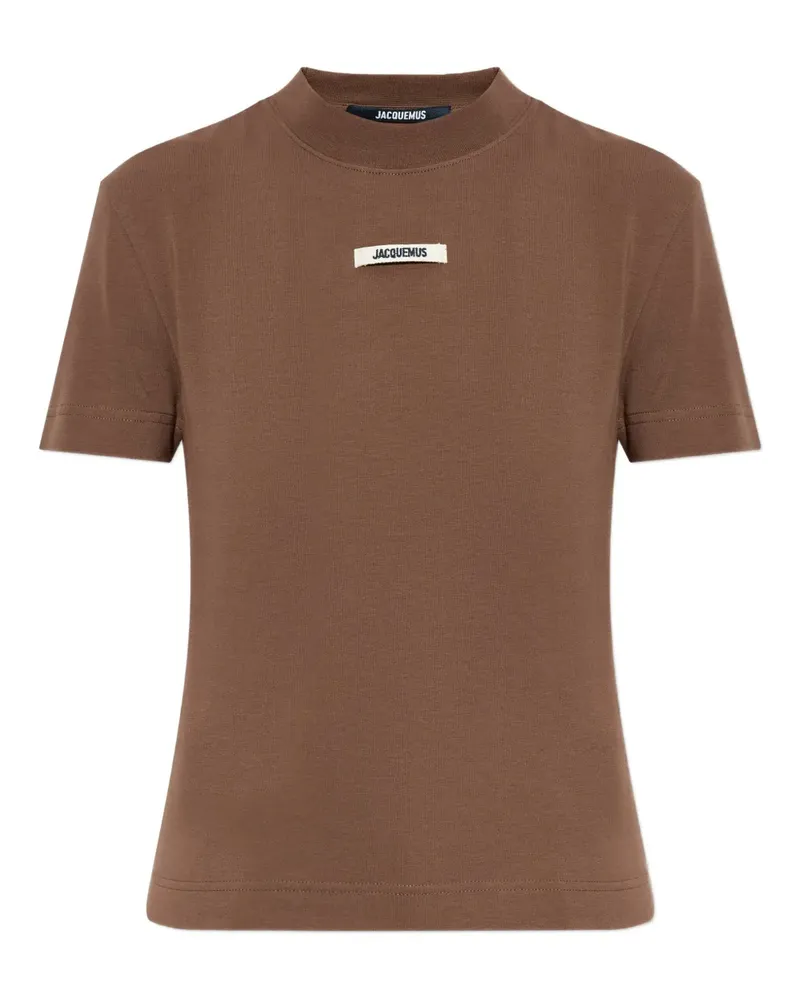 Jacquemus T-Shirt mit Logo-Patch - Braun Braun