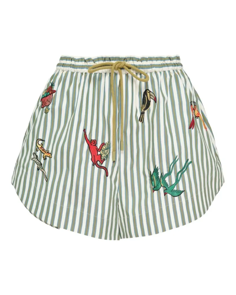 ALEMAIS x Mokshini embroidered striped shorts - Weiß Weiß