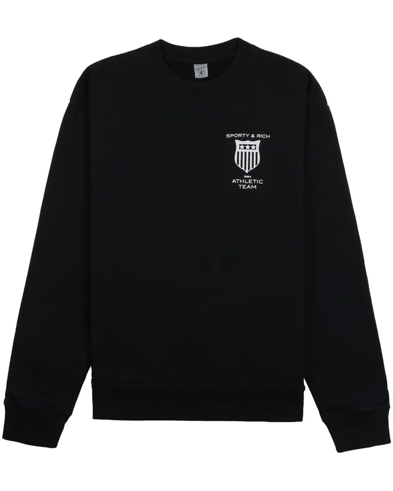 SPORTY & RICH Sweatshirt mit Logo-Print - Schwarz Schwarz