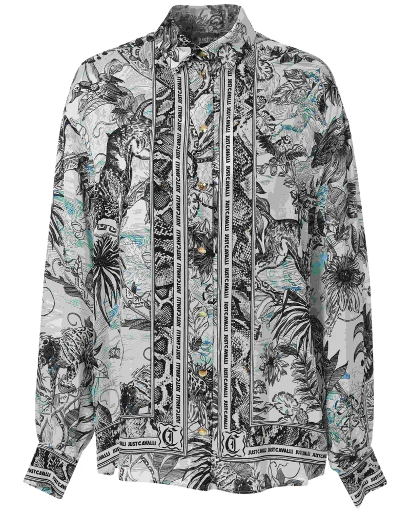 Just Cavalli Hemd mit Blumen-Print - Weiß Weiß