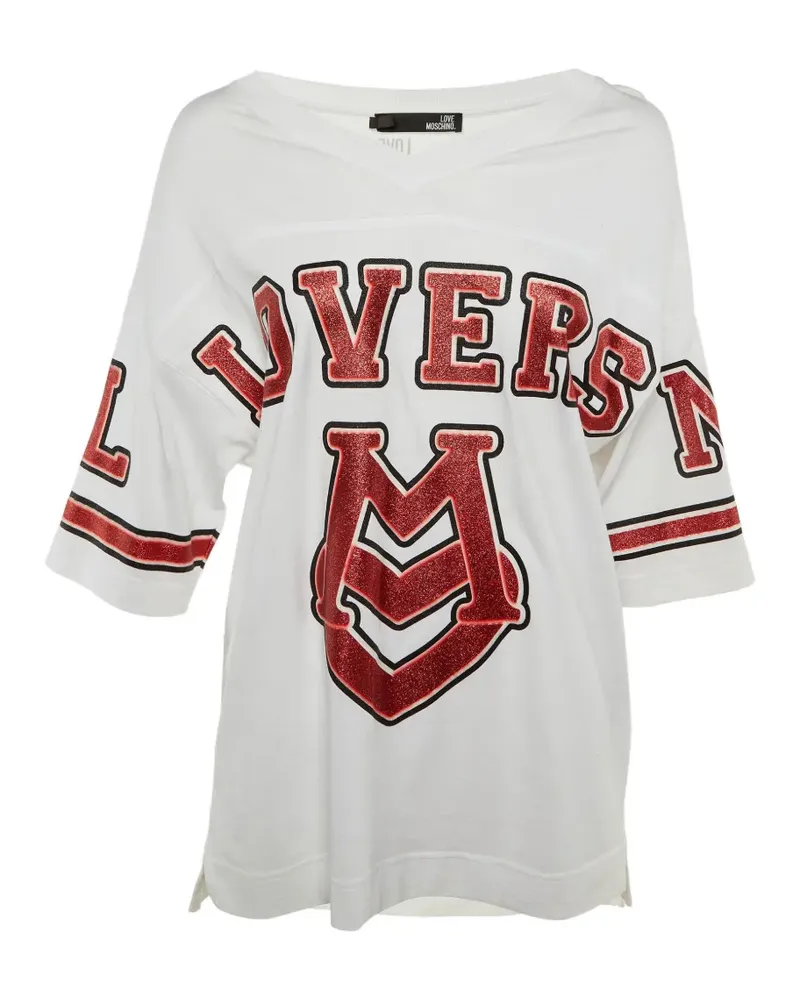 Moschino glitter-print oversized T-shirt - Weiß Weiß