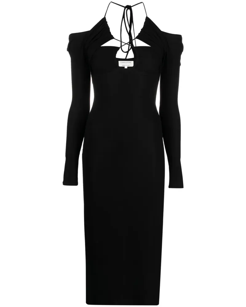 Lama Jouni Midikleid mit Schnürung - Schwarz Schwarz