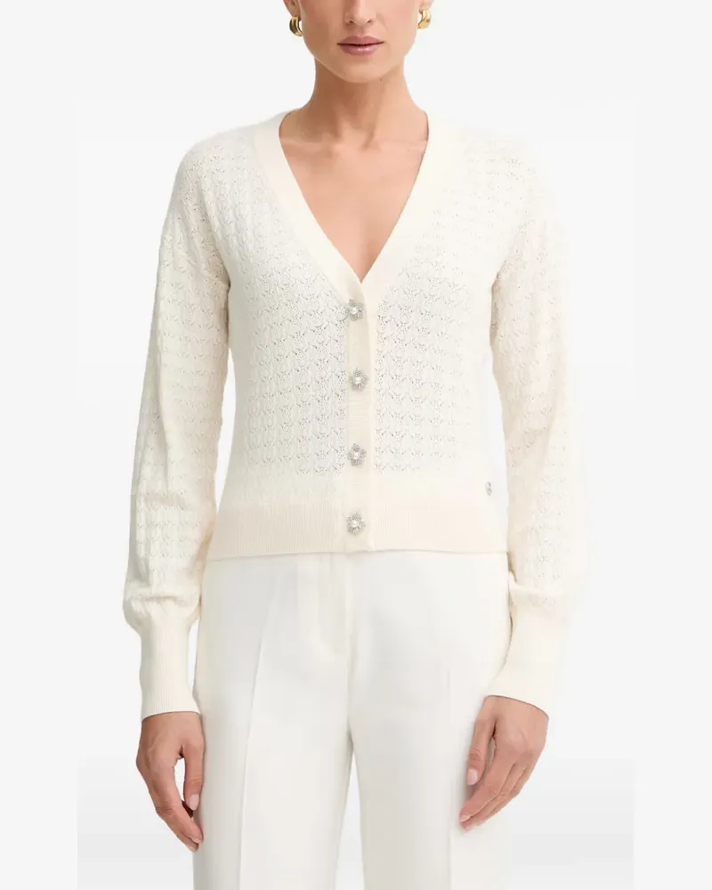 Guess Pointelle-Cardigan mit Blumenknöpfen - Nude Nude