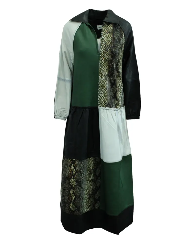 STAND snakeskin-print panelled maxi dress - Schwarz Schwarz