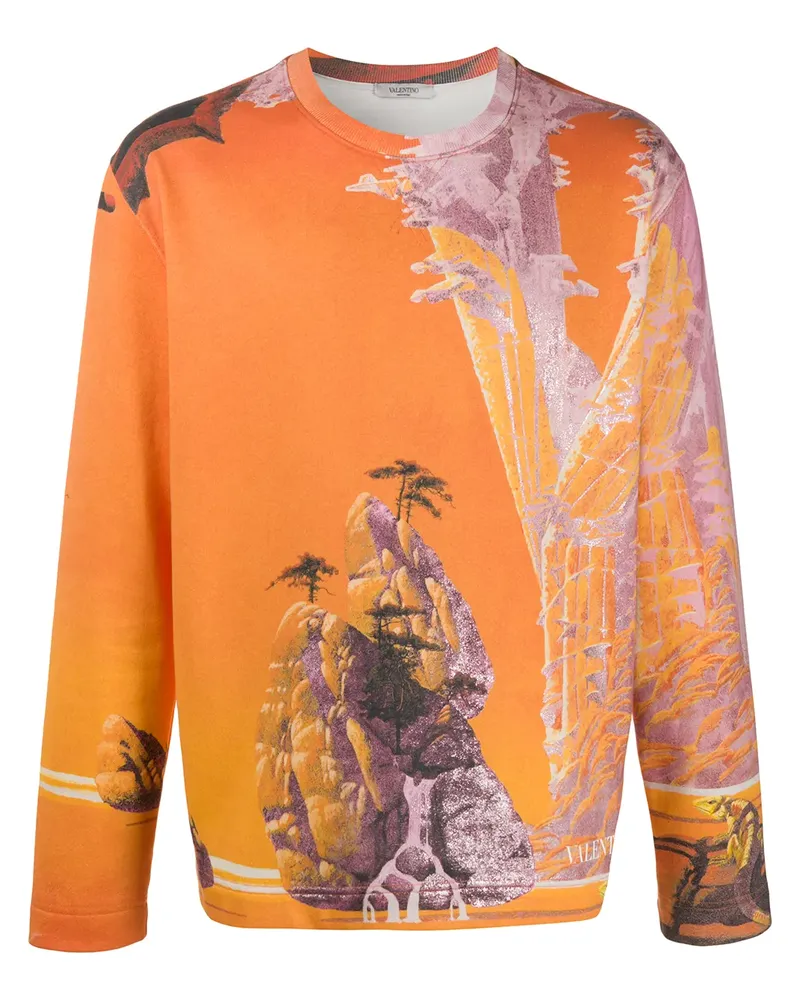 Valentino Garavani Sweatshirt mit "Yellow City"-Print - Orange Orange