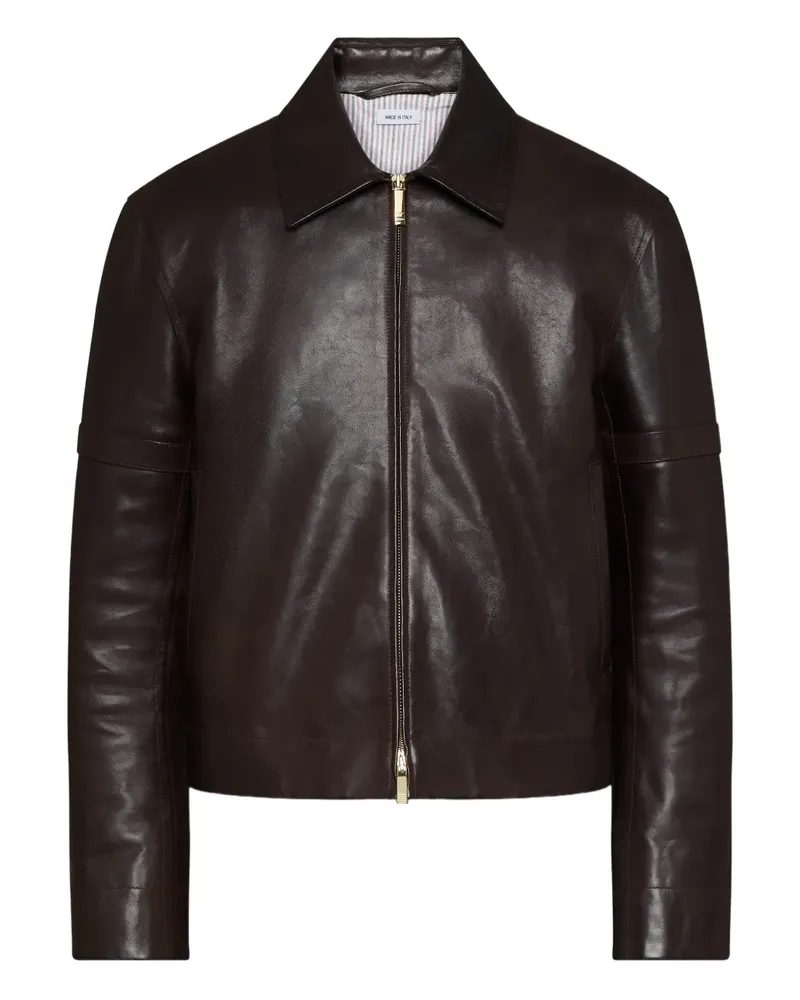 Thom Browne Klassische Lederjacke - Braun Braun