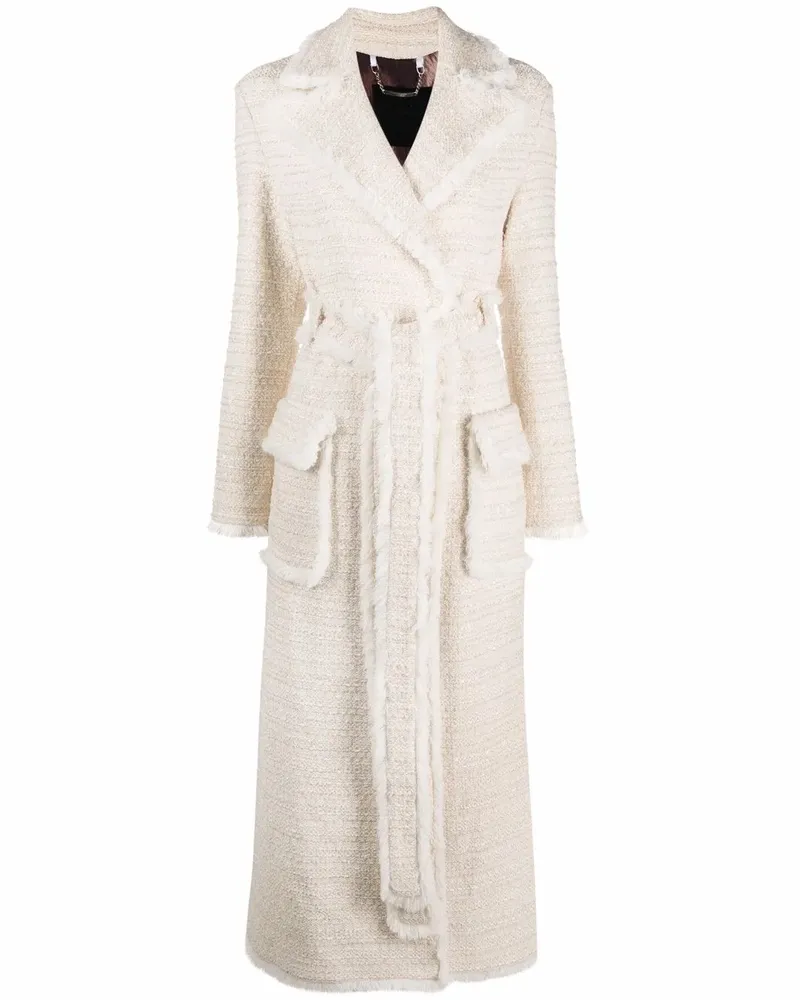 Philipp Plein Bouclé-Mantel mit Gürtel - Nude Nude