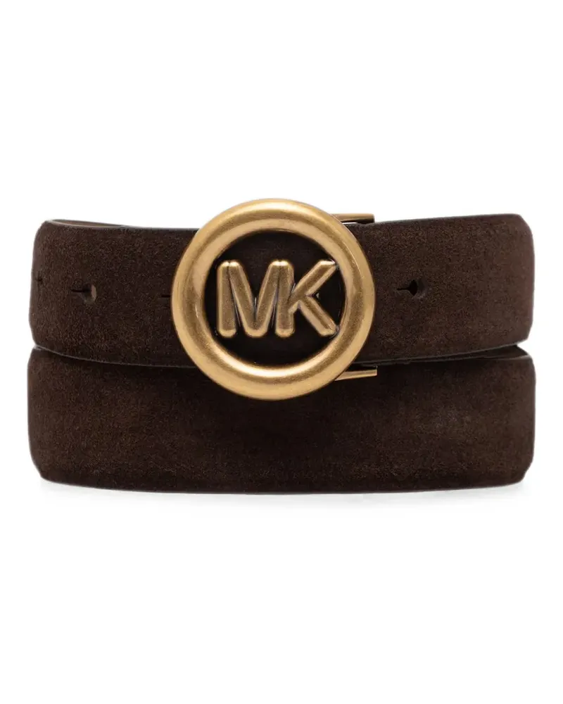 Michael Kors logo-plaque suede belt - Braun Braun