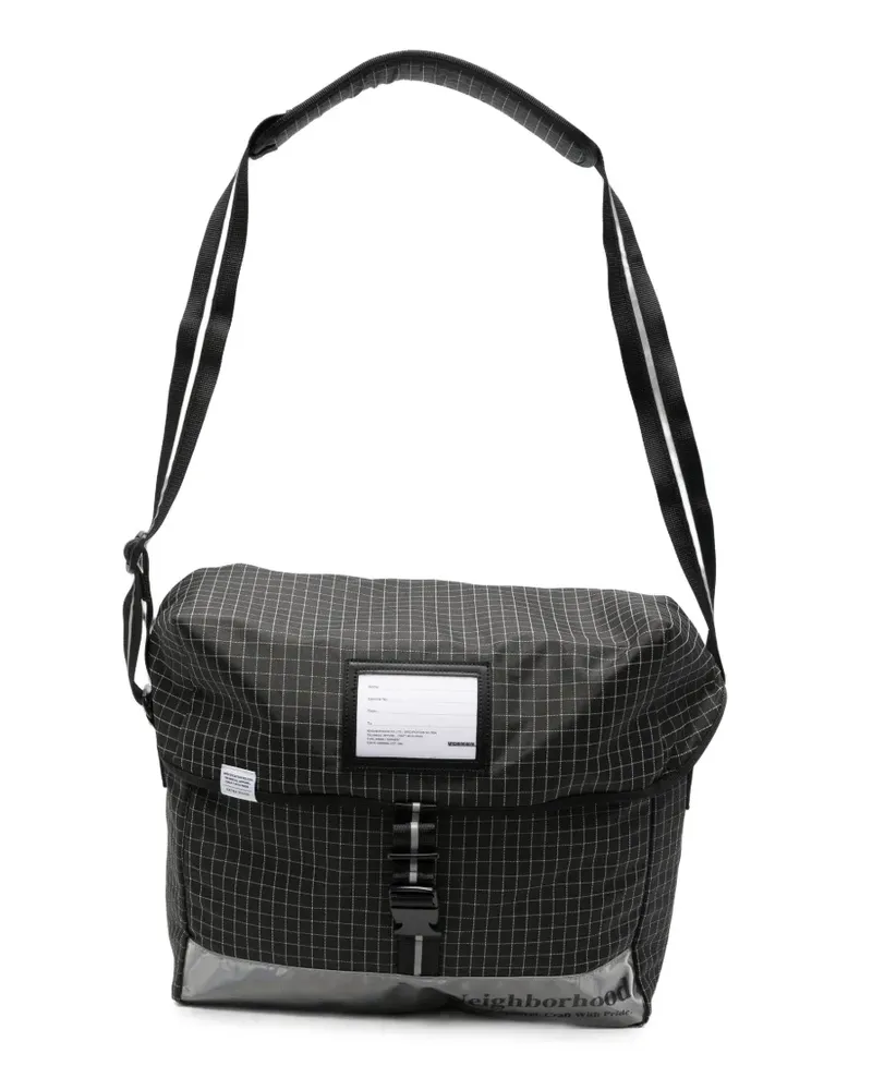 Neighborhood grid-pattern messenger bag - Schwarz Schwarz