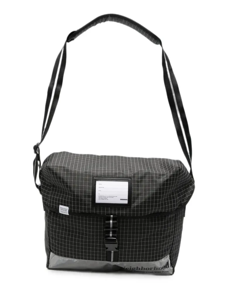 Neighborhood grid-pattern messenger bag - Schwarz Schwarz