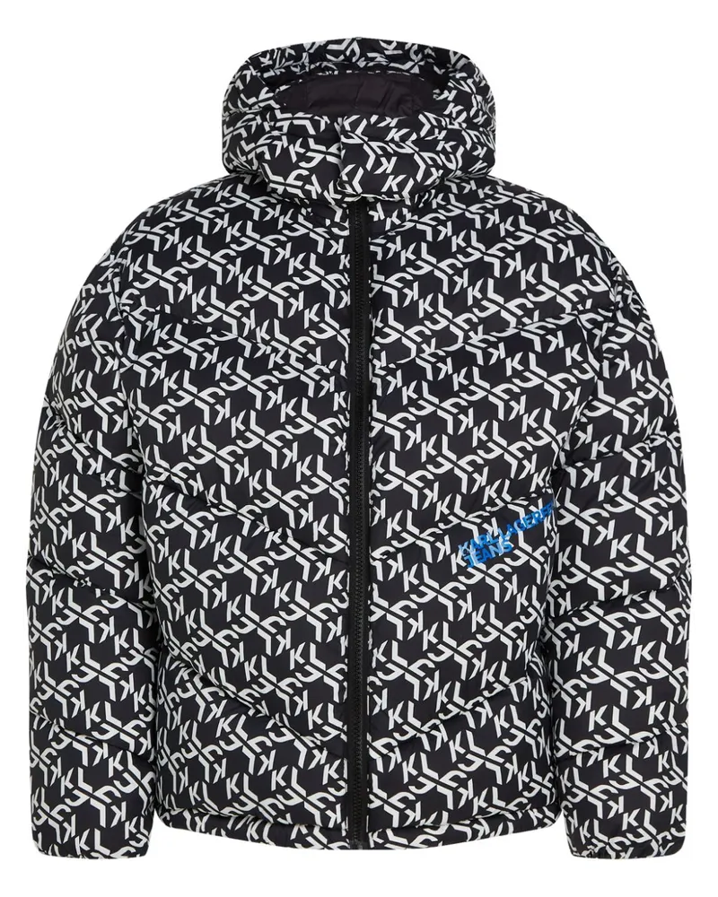 Karl Lagerfeld Gefütterte Jacke mit Monogrammmuster - Schwarz Schwarz