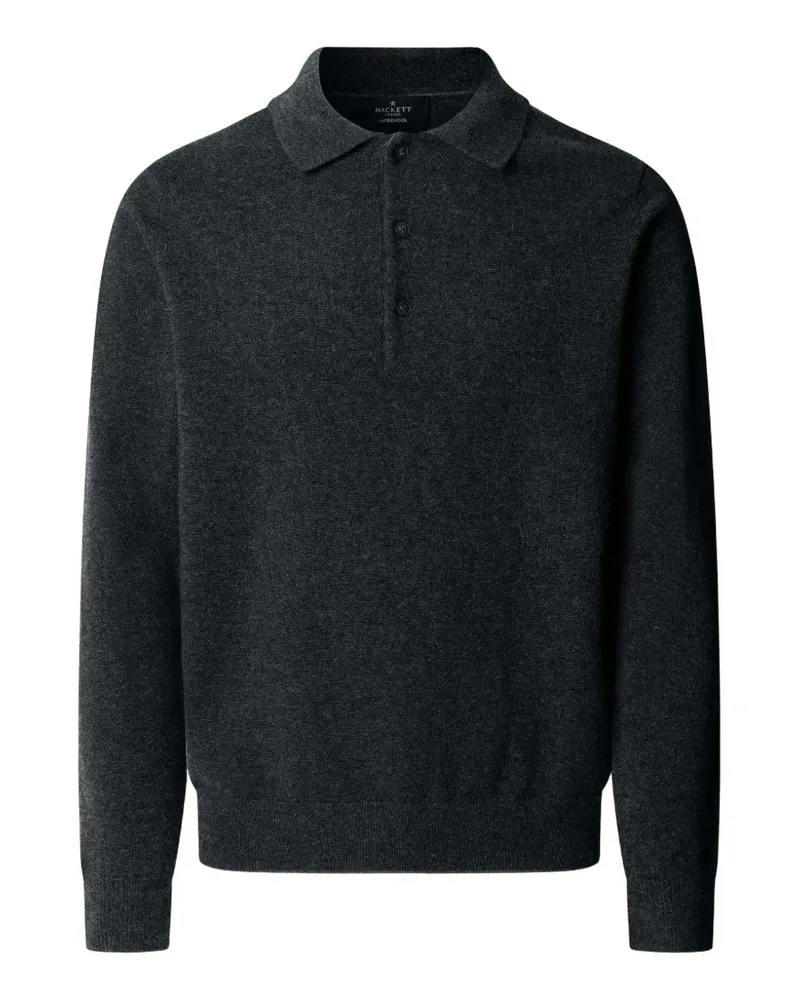 Hackett Strickpullover mit Poloshirtkragen - Grau Grau