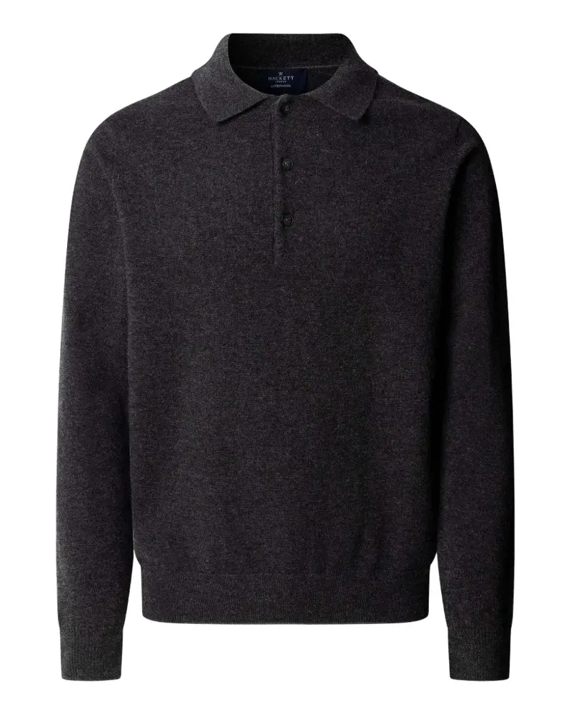 Hackett Strickpullover mit Poloshirtkragen - Grau Grau
